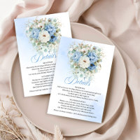 Klassische hellblaue florale weiße Hochzeitsdetail