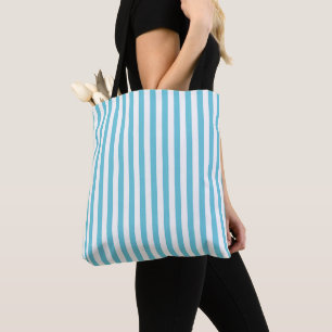 Klassische hellblaue und weiße vertikale Streifen Tasche