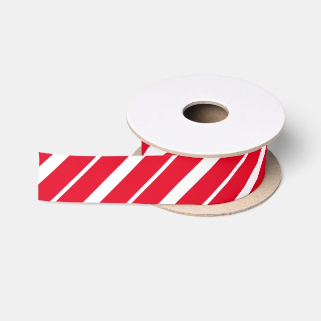 Klassische, helle rote und weiße Candy Cane Streif Satinband (Spule)