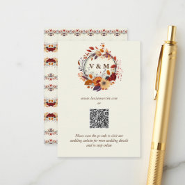 Klassische Herbstbezeichnung QR-Wildblume Hochzeit Begleitkarte