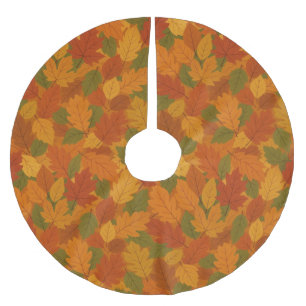 Klassische Herbstblätter gemustert Polyester Weihnachtsbaumdecke