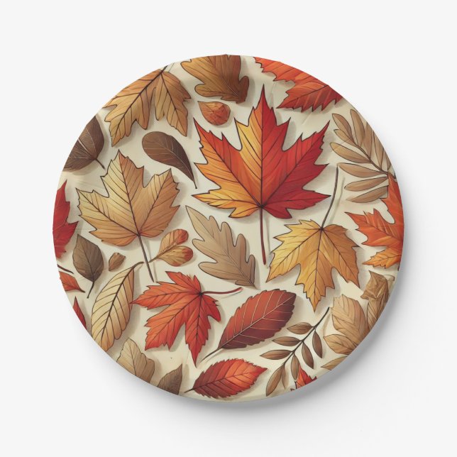 klassische Herbstblätter Pappteller (Vorderseite)