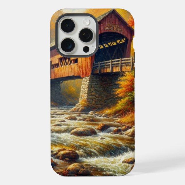 klassische Herbstbrücke iPhone 15 Pro Max Hülle (Rückseite)