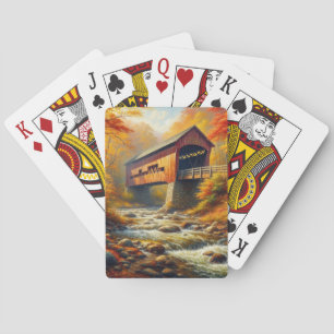 klassische Herbstbrücke Spielkarten