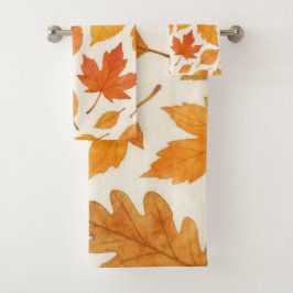 Klassische Herbstverläufe in der Weißen Herbstsais Badhandtuch Set