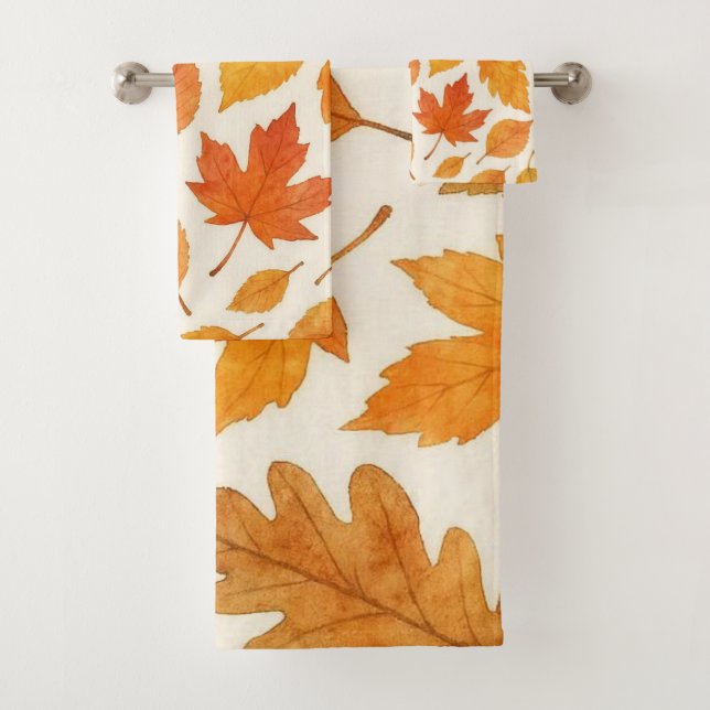 Klassische Herbstverläufe in der Weißen Herbstsais Badhandtuch Set (Insitu)