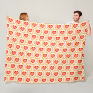 Klassische Herz-Erdbeer-Thumbprint-Kekse Fleecedecke