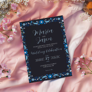 Klassische Hochzeit der mexikanischen Marine Blue  Einladung