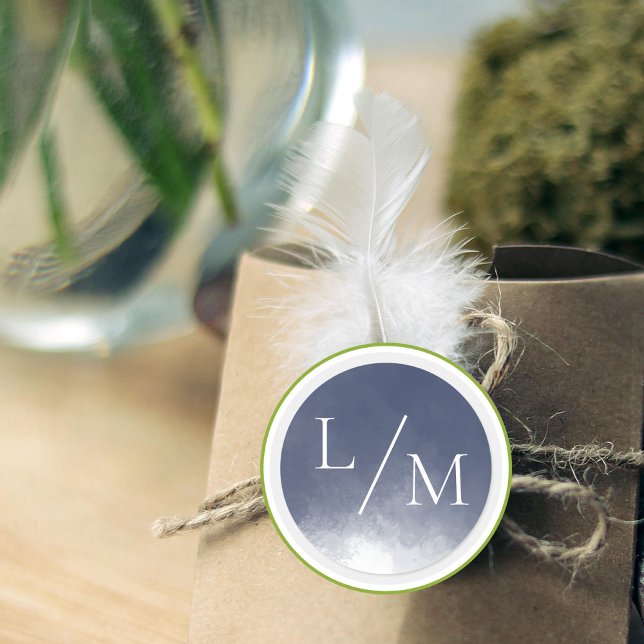 Klassische Hochzeit des Blauen Rauchens Runder Aufkleber (Von Creator hochgeladen)