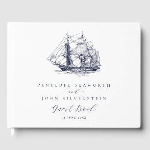 Klassische Hochzeit eines weißen Schiffes Gästebuch