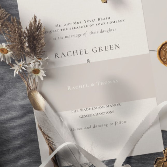 Klassische Hochzeit Einladungsbanderole (Elegant Classic Wedding Invitation Belly Band)