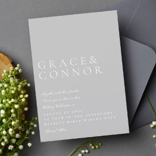 Klassische Hochzeit im eleganten Stil in Grau und  Einladung