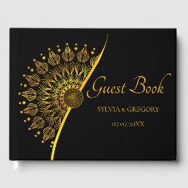 Klassische Hochzeit in elegantem Schwarz und Gold Gästebuch