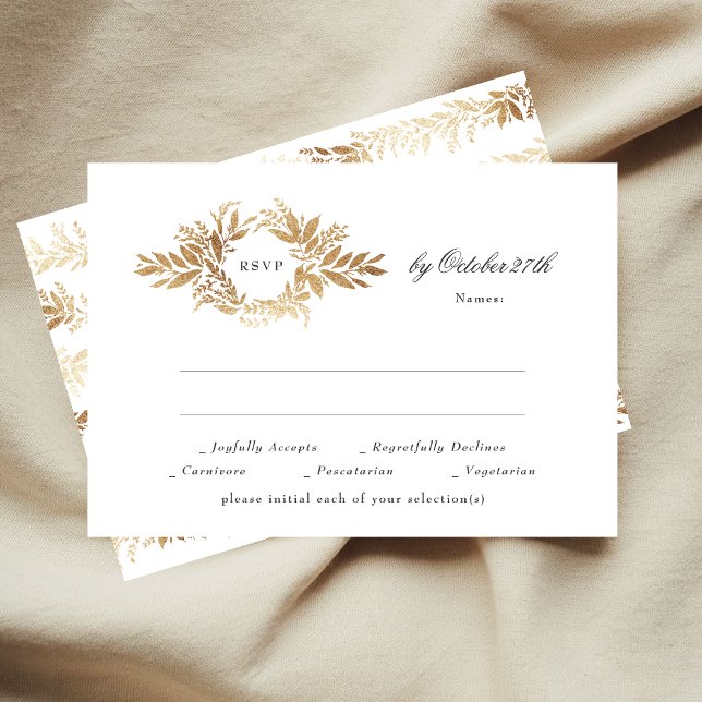 Klassische Hochzeit in Gold RSVP Karte (Von Creator hochgeladen)