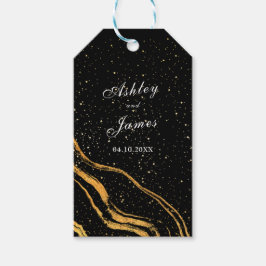 Klassische Hochzeit in Schwarz und Gold Geschenkanhänger