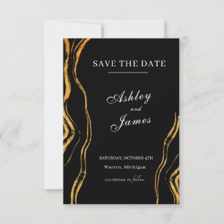Klassische Hochzeit in Schwarz und Gold Save The Date
