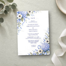 Klassische Hochzeit mit blauen Porzellanblumen
