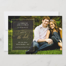 Klassische Hochzeit mit Gold und Schwarz Save The Date