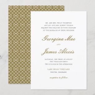 Klassische Hochzeit mit Gold und Weiß Einladung