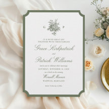 Klassische Hochzeit mit Salbeigrünem Rand-Monogram