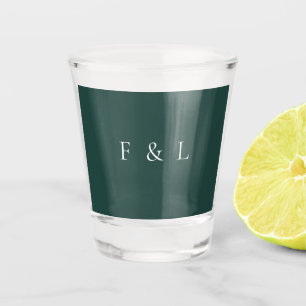 Klassische Hochzeit mit Smaragdgrünem Monogramm Schnapsglas