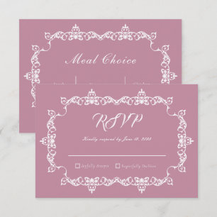 Klassische Hochzeit mit staubigem Rosenrot Pink un RSVP Karte