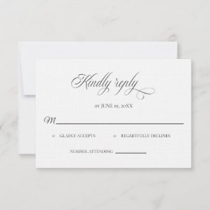 Klassische Hochzeit-RSVP-Karte in Schwarz-Weiß RSVP Karte