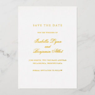 Klassische Hochzeit Save the Date Folieneinladung