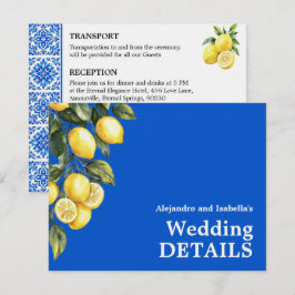 💙🍋Klassische Hochzeitsdetails Azul & Limone Roma Begleitkarte