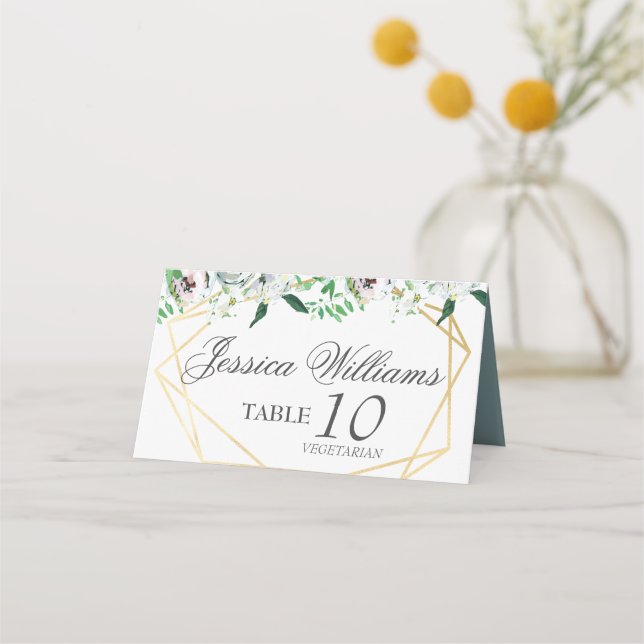Klassische Hochzeitsempfehlung für White Rose Platzkarte (Vorderseite)