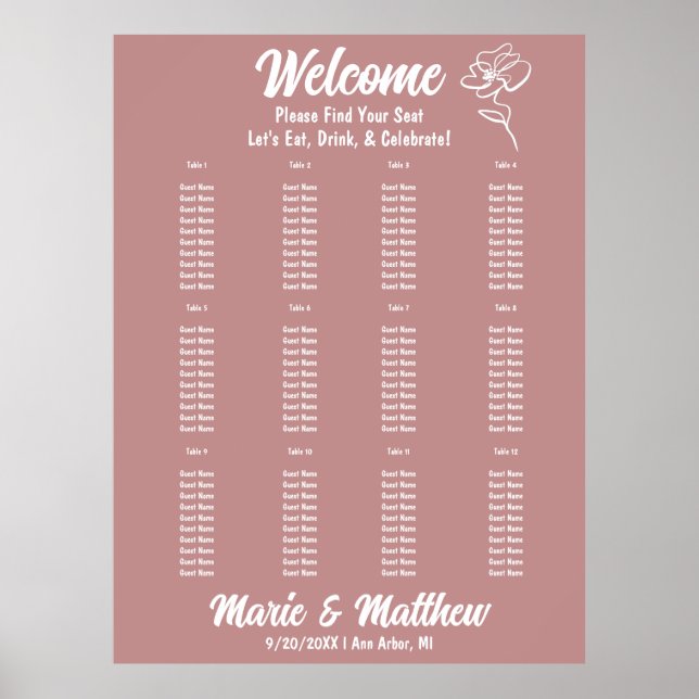 Klassische Hochzeitskarte der Rose Dusty Poster (Vorne)