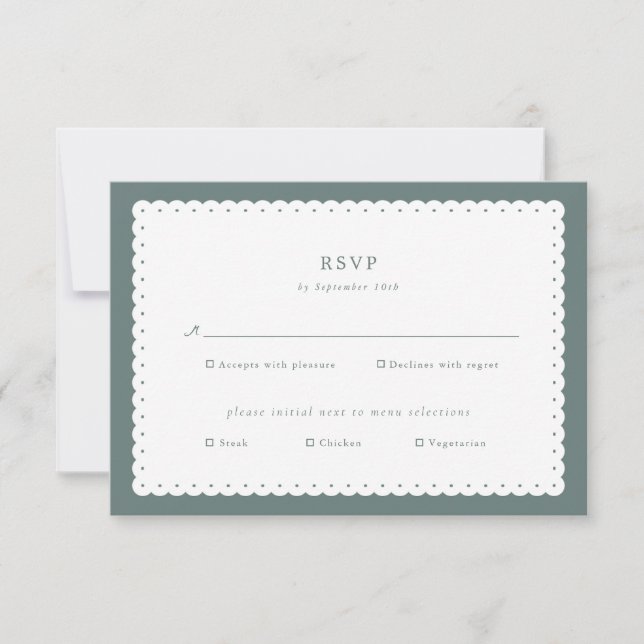 Klassische Hochzeitskarte mit skalierbarer Kante RSVP Karte (Vorderseite)