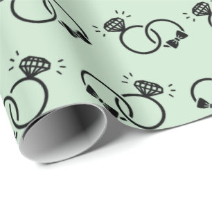 Klassische Hochzeitsringe Design leicht grün Nahtl Geschenkpapier
