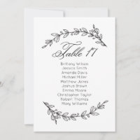 Klassische Hochzeitssitzkarte. Tabelle 17