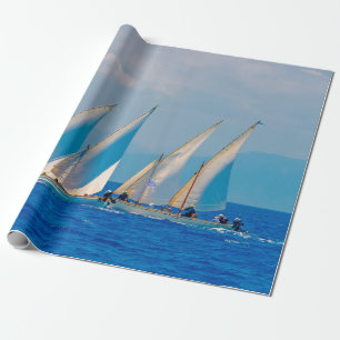 Klassische Holzsegler in einem Rennen, Spetses i Geschenkpapier
