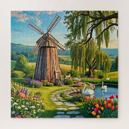 Klassische Holzwindmühle