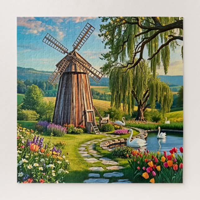 Klassische Holzwindmühle (Vertikal)