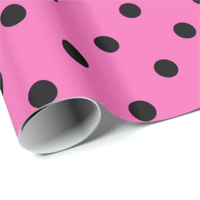 Klassische, hübsche, elegante Pink- und Schwarzpol Geschenkpapier (Rolleneckpunkt)