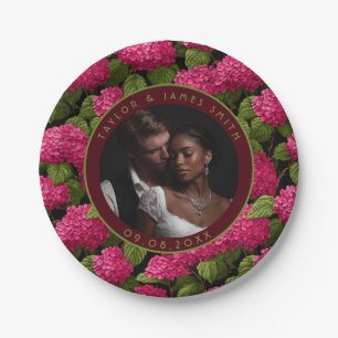 Klassische Hydrangeas-Teller für Hochzeiten Erinne Pappteller