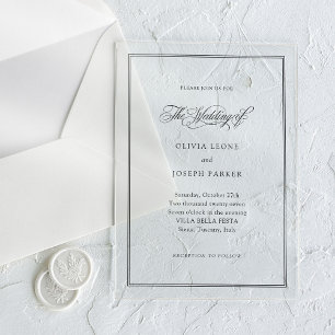 Klassische italienische Eleganz Hochzeit Acryleinladungen
