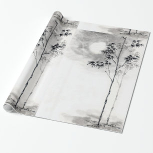 Klassische japanische Sumi-e-Malerei Kunst Bambus Geschenkpapier