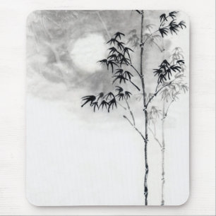 Klassische japanische Sumi-e-Malerei Kunst Bambus Mousepad