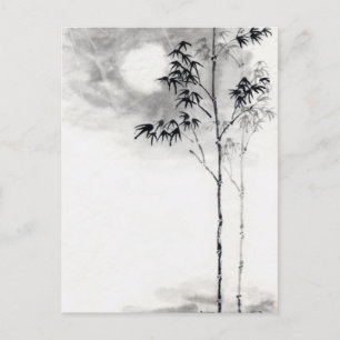 Klassische japanische Sumi-e-Malerei Kunst Bambus Postkarte