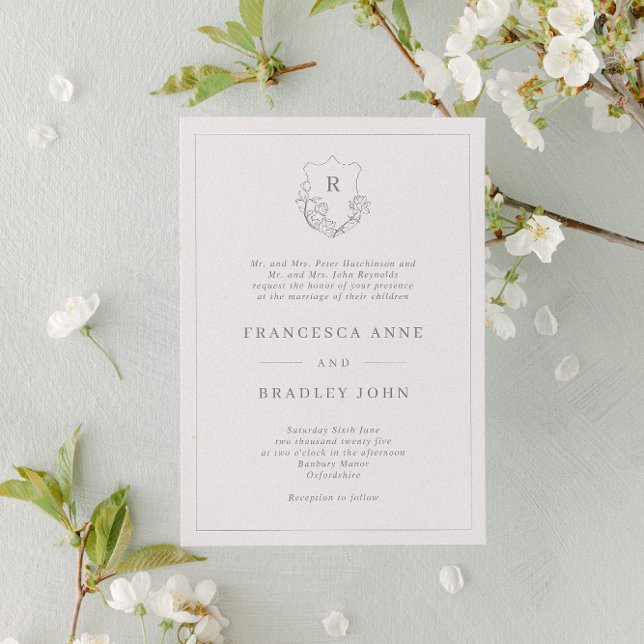 Klassische Jasmine-Wappen-Hochzeit Einladung (Von Creator hochgeladen)