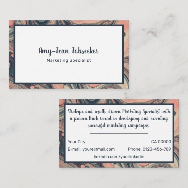 Klassische Jobsuche marbled Simple Minimalistisch  Visitenkarte (Vorne/Hinten)
