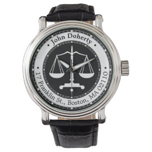 Klassische Justizskala Information des Rechtsanw Armbanduhr