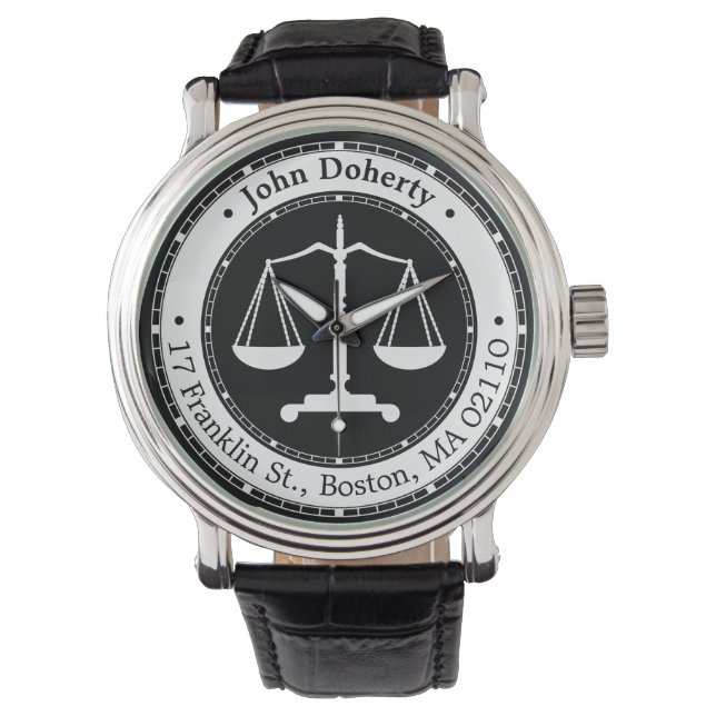 Klassische Justizskala | Information des Rechtsanw Armbanduhr (Vorderseite)