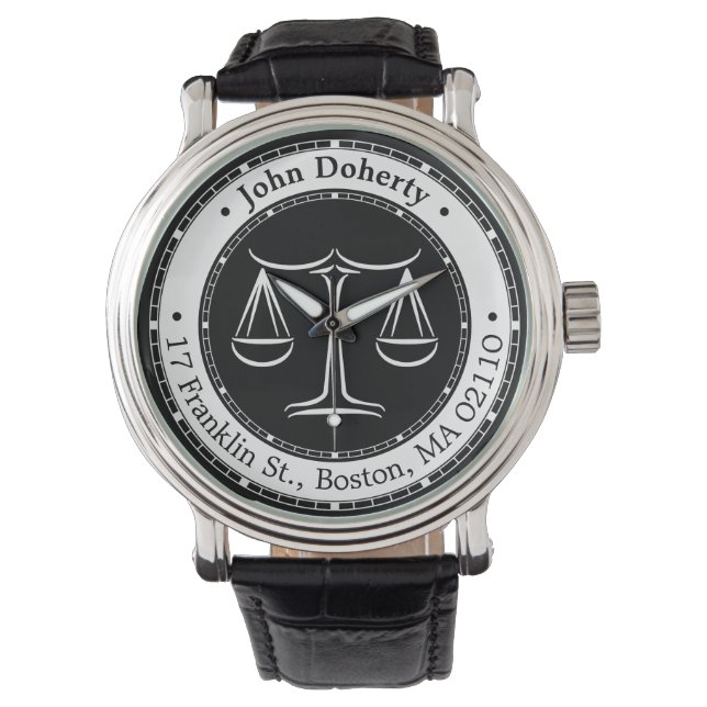 Klassische Justizskala | Rechtsanwalt Armbanduhr (Vorderseite)