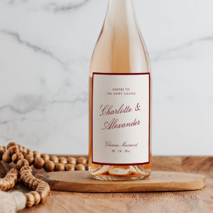 Klassische Kalligrafie Altes Geld Deep Red Wedding Weinetikett