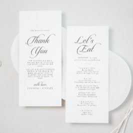 Klassische Kalligrafie Danke und Hochzeit Menükarte